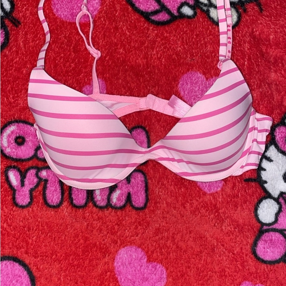 Pink Striped Bra